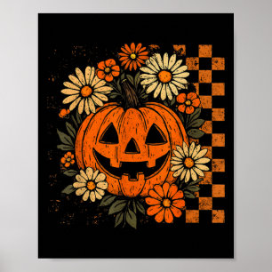 Bloemenpompoen Halloween Retro Jack O Lant Poster