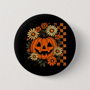  Bloemenpompoen Halloween Retro Jack O Lant Ronde Button 5,7 Cm