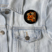 Bloemenpompoen Halloween Retro Jack O Lant Ronde Button 5,7 Cm (In situ)