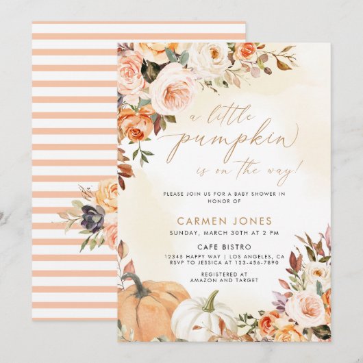 Bloemenpompoen Herfst Baby shower Genderneutraal Kaart (Voorkant / Achterkant)