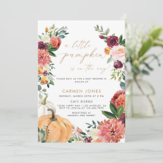 Bloemenpompoen Herfst Baby shower Genderneutraal Kaart