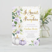 Bloemenpompoen Herfst Baby shower Paarse Rozen Kaart (Staand voorkant)