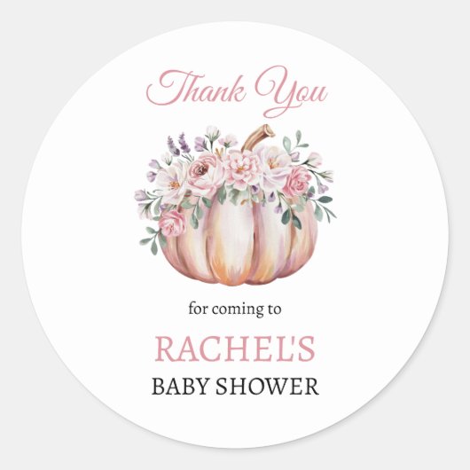 Bloemenpompoen Herfst Dank u Ronde Sticker (Voorkant)