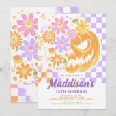 Bloemenpompoen Kleurrijke Halloween 13e verjaardag Kaart (Voorkant / Achterkant)