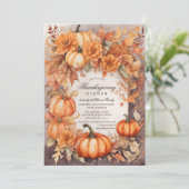 Bloemenpompoen oogst Waterverf Thanksgiving Kaart (Staand voorkant)