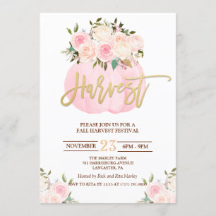 Bloemenpompoen oogstfestival uitnodiging