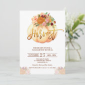 Bloemenpompoen oogstfestival uitnodiging (Staand voorkant)