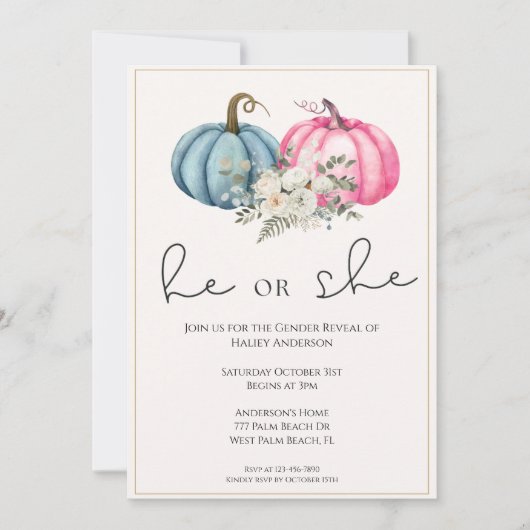 Bloemenpompoenen Herfst Baby Geslacht onthullen Kaart (Voorkant)