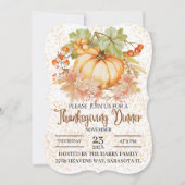Bloemenpompoenen herfstbladeren Thanksgiving diner Kaart (Voorkant)
