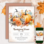 Bloemenpompoenen herfstbladeren Thanksgiving diner Kaart