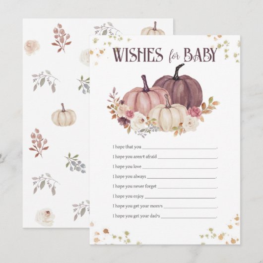 Bloemenpompoenwensen voor Baby, Well Wishes Notitiekaartje (Voorkant / Achterkant)