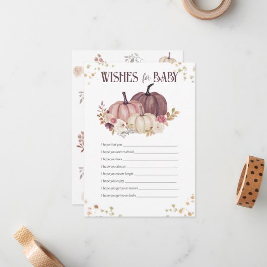 Bloemenpompoenwensen voor Baby, Well Wishes Notitiekaartje (Voorkant / Achterkant in situ)