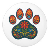 Bloemenpoot Print Folk Art Design Keramische Knop (Voorkant)