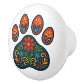 Bloemenpoot Print Folk Art Design Keramische Knop (Rechts)