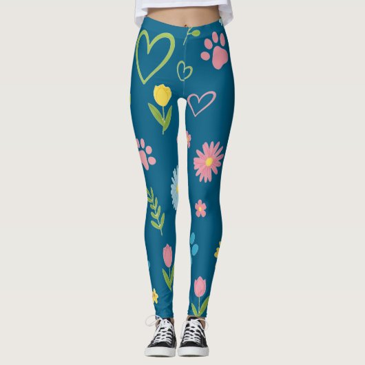 Bloemenpoot Print Leggings (Voorkant)