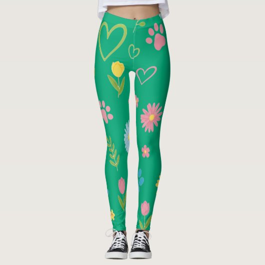 Bloemenpoot Print Leggings (Voorkant)
