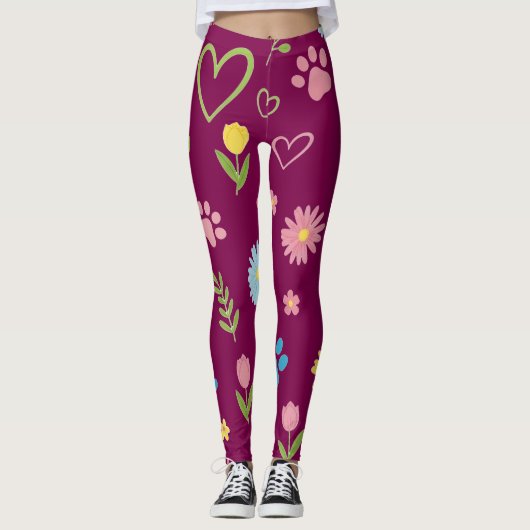 Bloemenpoot Print Leggings (Voorkant)