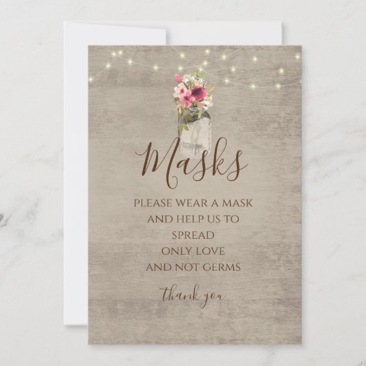 Bloemenpot en touwlampjes masker teken uitnodiging (Voorkant)