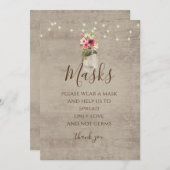 Bloemenpot en touwlampjes masker teken uitnodiging (Voorkant / Achterkant)
