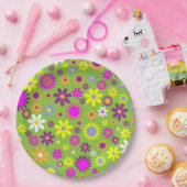 Bloemenpower Helder Groen Papieren Bordje (Feest)