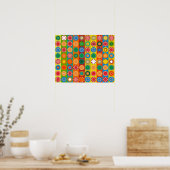Bloemenpower in Rijen Poster (Keuken)