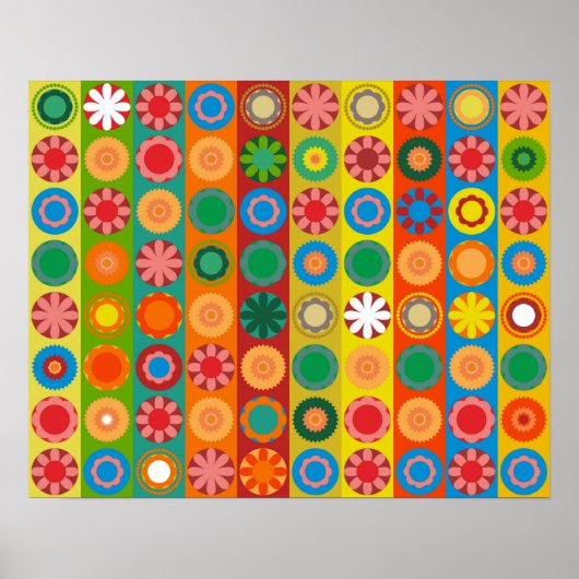 Bloemenpower in Rijen Poster (Voorkant)