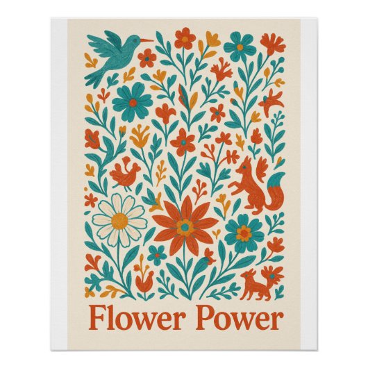 Bloemenpower Otomi Volkskunst Perfect Poster (Voorkant)