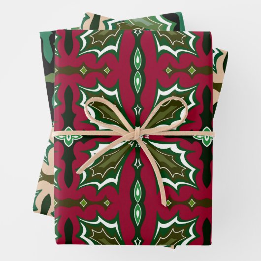  bloemenpracht Spaans Kerstblad ornamenten Inpakpapier Vel (In situ)