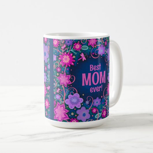  Bloemenpret Trendy Moeder Inspirivity Koffiemok (Voorkant rechts)