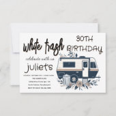 bloemenpret witte prullenbak 30E Verjaardag uitnod Kaart (Voorkant)