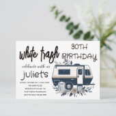 bloemenpret witte prullenbak 30E Verjaardag uitnod Kaart (Staand voorkant)