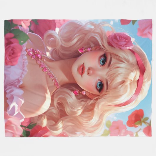 Bloemenprinses Fleece Deken (Voorkant (Horizontaal))