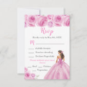 Bloemenprinses in een lichtroze jurk Maaltijdkeuze RSVP Kaartje (Voorkant)