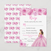 Bloemenprinses in een lichtroze jurk Maaltijdkeuze RSVP Kaartje (Voorkant / Achterkant)