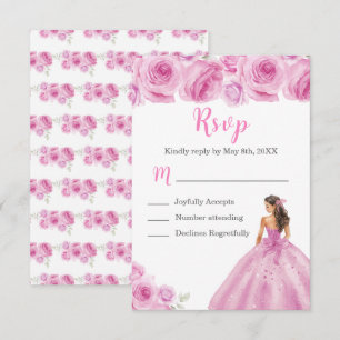 Bloemenprinses in een lichtroze jurk Maaltijdkeuze RSVP Kaartje