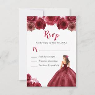 Bloemenprinses in een rode jurk RSVP kaartje