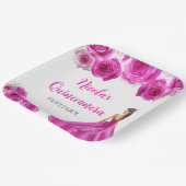 Bloemenprinses in hete roze jurk Quinceanera Papieren Bordje (Gebogen)