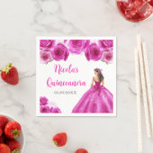 Bloemenprinses in hete roze jurk Quinceanera Servet (Insitu)