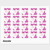 Bloemenprinses in hete roze jurk Quinceanera Vierkante Sticker (Vel)