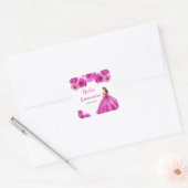 Bloemenprinses in hete roze jurk Quinceanera Vierkante Sticker (Envelop)