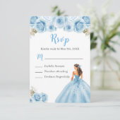 Bloemenprinses in lichtblauwe jurk RSVP kaartje (Staand voorkant)
