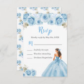 Bloemenprinses in lichtblauwe jurk RSVP kaartje (Voorkant / Achterkant)