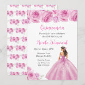 Bloemenprinses in lichtroze jurk Quinceanera Kaart (Voorkant / Achterkant)
