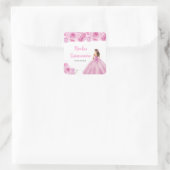Bloemenprinses in lichtroze jurk Quinceanera Vierkante Sticker (Tas)