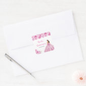 Bloemenprinses in lichtroze jurk Quinceanera Vierkante Sticker (Envelop)