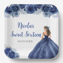 Bloemenprinses in Navy Blue Dress Sweet Sixteen