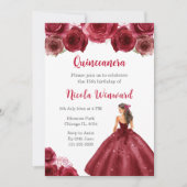 Bloemenprinses in rode jurk Quinceanera Kaart (Voorkant)