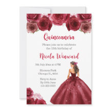Bloemenprinses in rode jurk Quinceanera