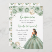 Bloemenprinses in Sage Green Dress Quinceanera Kaart (Voorkant / Achterkant)