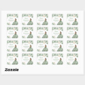 Bloemenprinses in Sage Green Dress Quinceanera Vierkante Sticker (Vel)